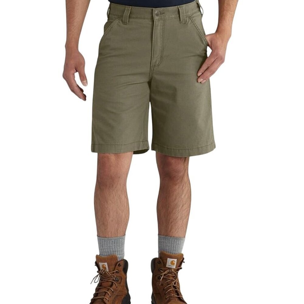Carhartt Rugged Flex Relaxed Fit Canvas Work Shorts Burnt Olive Size 46